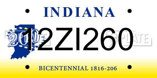 12ZI260 Indiana License Plate
