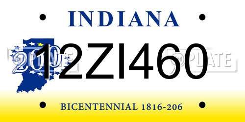 12ZI460 Indiana License Plate