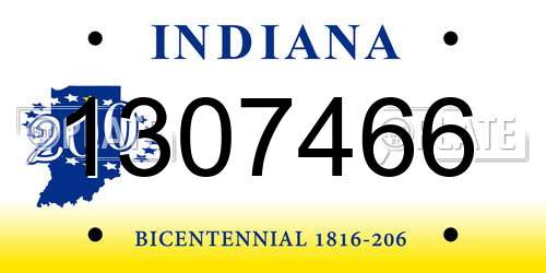 1307466 Indiana License Plate