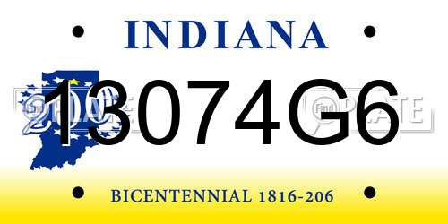 13074G6 Indiana License Plate