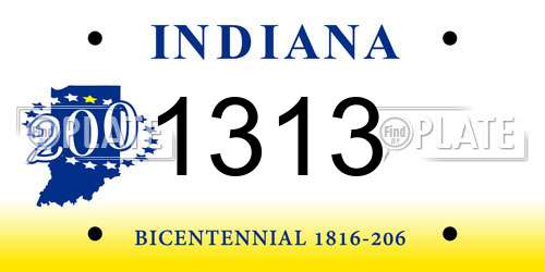 1313 Indiana License Plate