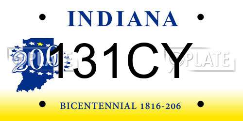 131CY Indiana License Plate
