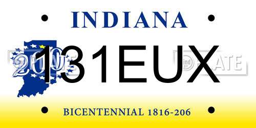 131EUX Indiana License Plate