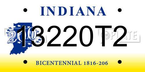 13220T2 Indiana License Plate