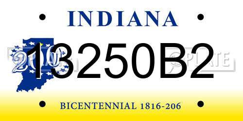 13250B2 Indiana License Plate