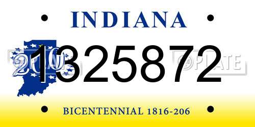1325872 Indiana License Plate