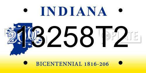 13258T2 Indiana License Plate