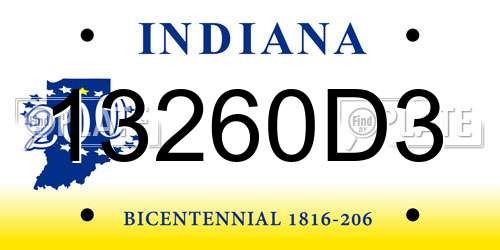 13260D3 Indiana License Plate