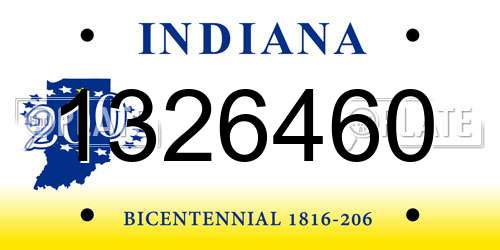 1326460 Indiana License Plate