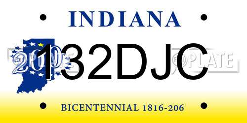 132DJC Indiana License Plate