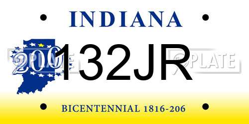 132JR Indiana License Plate
