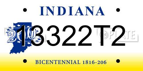 13322T2 Indiana License Plate