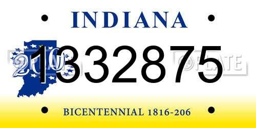 1332875 Indiana License Plate