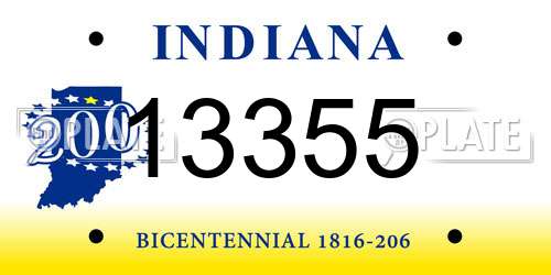 13355 Indiana License Plate