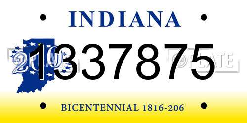 1337875 Indiana License Plate