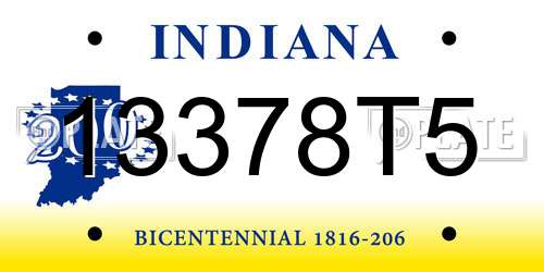 13378T5 Indiana License Plate