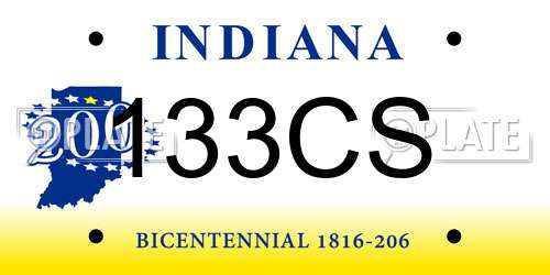 133CS Indiana License Plate