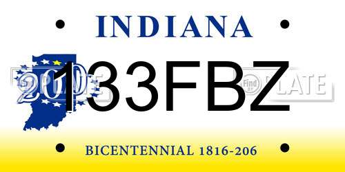 133FBZ Indiana License Plate