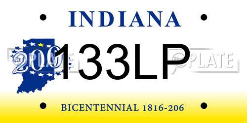 133LP Indiana License Plate
