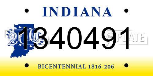 1340491 Indiana License Plate