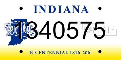 1340575 Indiana License Plate