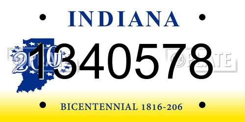 1340578 Indiana License Plate