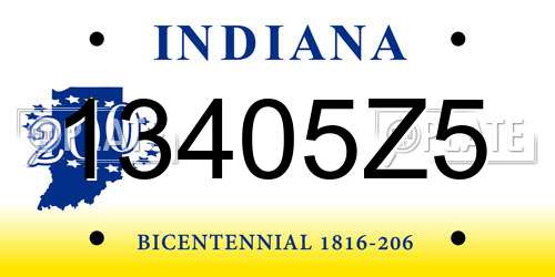 13405Z5 Indiana License Plate