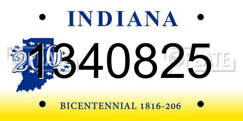 1340825 Indiana License Plate