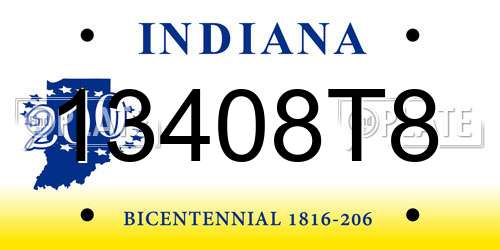 13408T8 Indiana License Plate