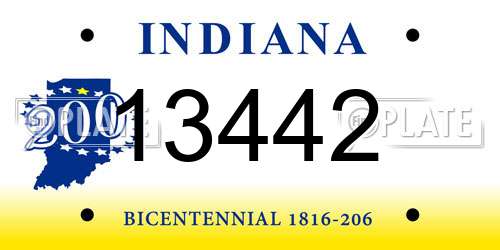 13442 Indiana License Plate