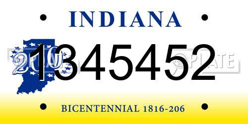 1345452 Indiana License Plate