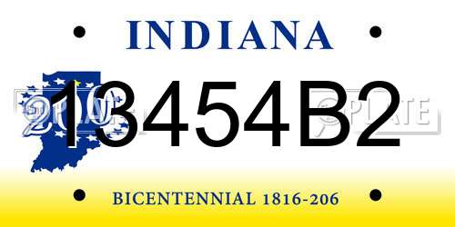 13454B2 Indiana License Plate