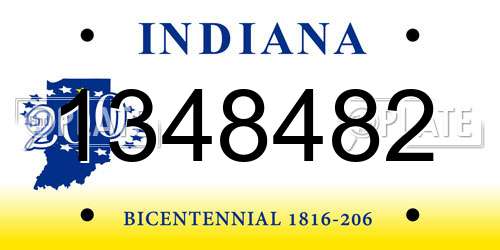 1348482 Indiana License Plate