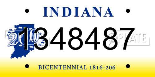 1348487 Indiana License Plate