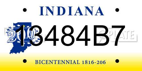 13484B7 Indiana License Plate