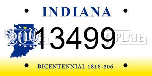 13499 Indiana License Plate