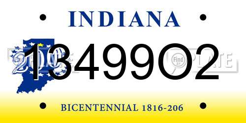 13499O2 Indiana License Plate
