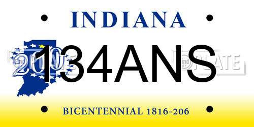 134ANS Indiana License Plate
