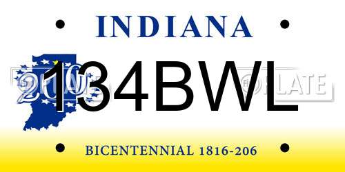 134BWL Indiana License Plate