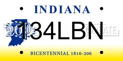 134LBN Indiana License Plate