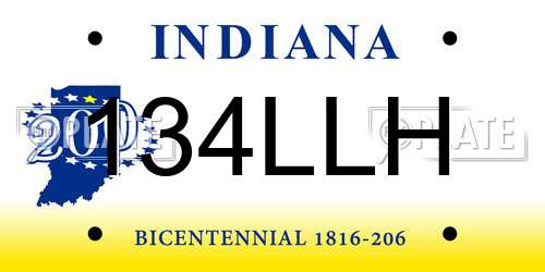134LLH Indiana License Plate