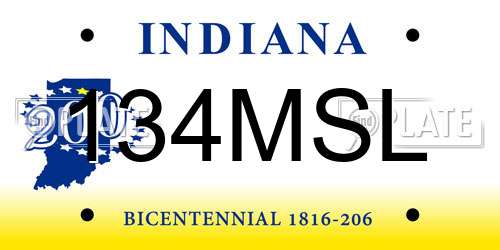 134MSL Indiana License Plate