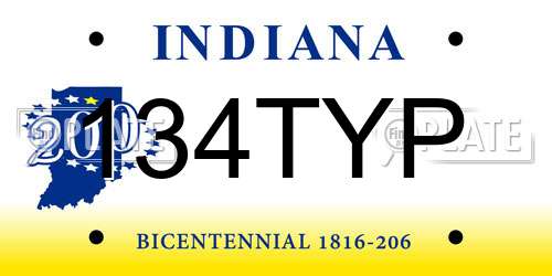134TYP Indiana License Plate