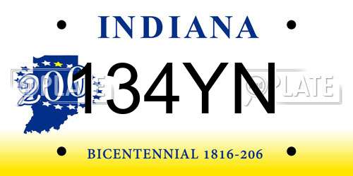 134YN Indiana License Plate