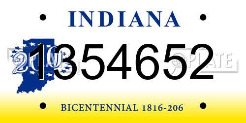 1354652 Indiana License Plate