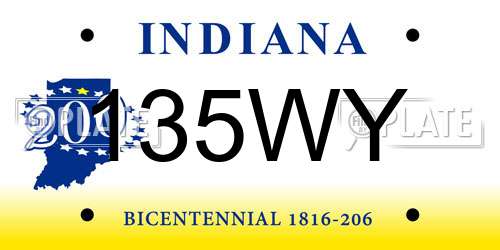 135WY Indiana License Plate