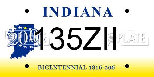 135ZII Indiana License Plate