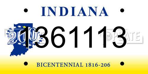 1361113 Indiana License Plate