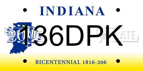 136DPK Indiana License Plate