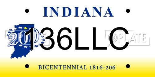 136LLC Indiana License Plate